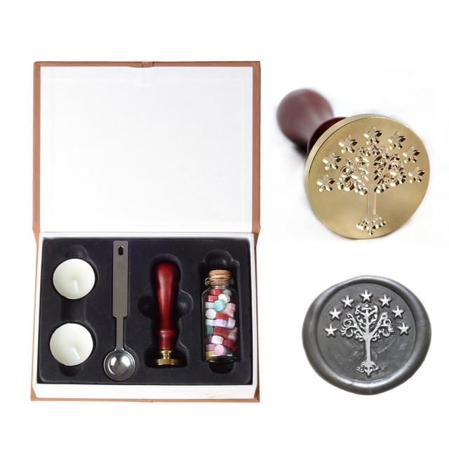 Wax Seal Stamp Kit, Tree of gondor Stamp with Vintage Wooden Handle for  Wedding Envelopes Invitation